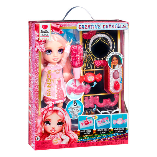 Muñeca Bella Parker Rainbow High Creative Crystals con accesorios DIY
