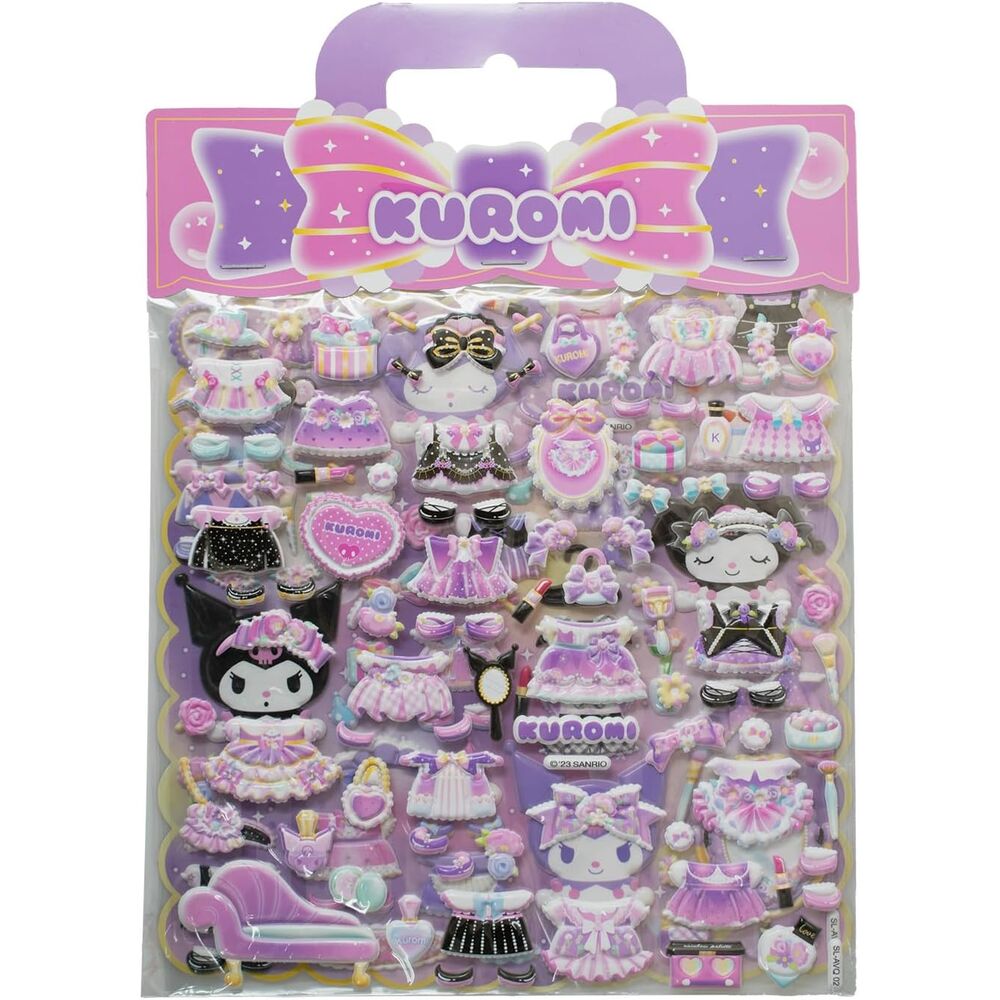 Pegatinas en relieve surtidas de Kuromi en tonos rosa y morado - 2