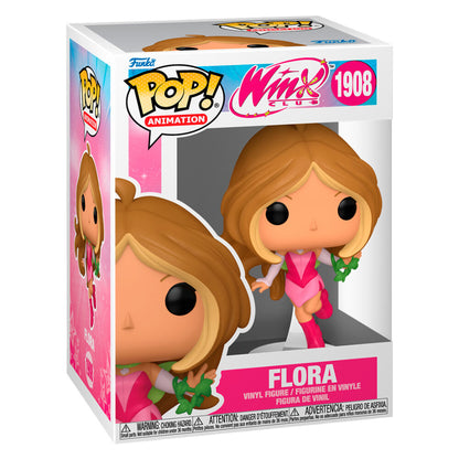 Figura Funko POP! de Flora de Winx Club con conjunto rosa y elemento vegetal verde - 2