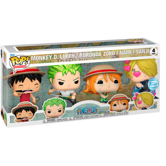 Blíster Funko POP! Exclusive con cuatro figuras de One Piece: Luffy, Zoro, Nami y Sanji - 3