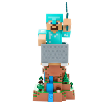 Soporte Cable Guy Diamond Steve de Minecraft con armadura de diamante