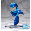 Figura Mega Man Luminasta azul de PVC en pose dinámica con base