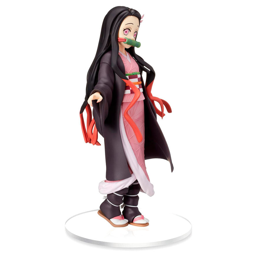 Figura SPM de Nezuko Kamado de Demon Slayer con kimono rosa y base blanca - 2