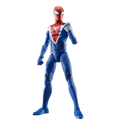 Figura articulada de Miles Morales con traje azul, rojo y blanco de Spider-Man 2