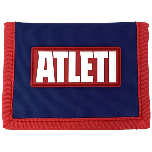 Billetera del Atlético de Madrid azul y roja con distintivo ALETI
