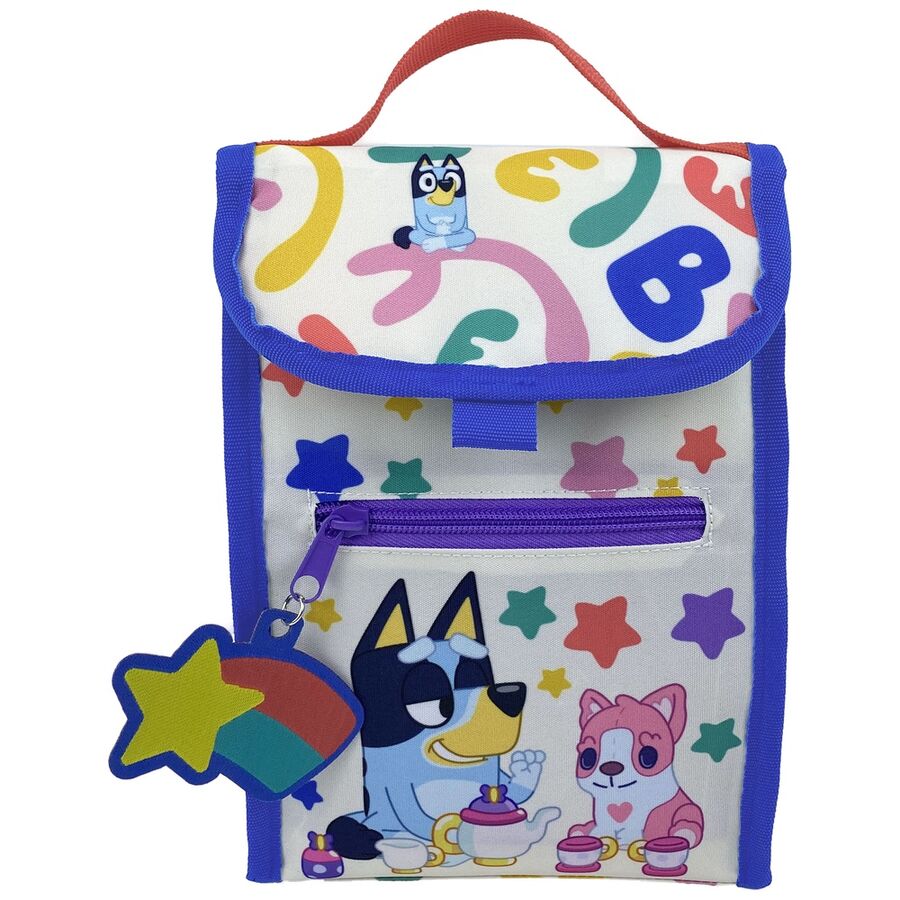 Bolsa merienda Rainbow Bluey multicolor con bolsillo frontal