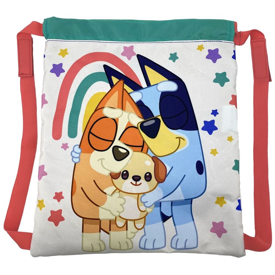 Saco mochila Rainbow Bluey con Bluey y Bingo