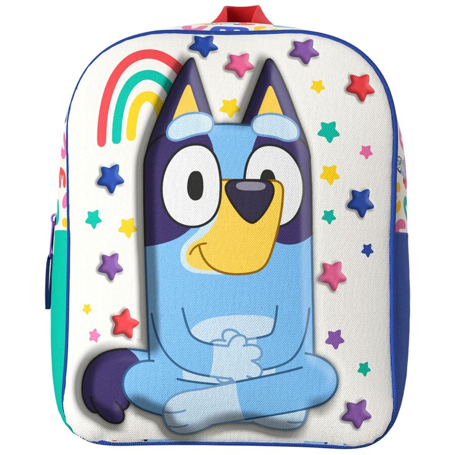 Mochila 3D de Bluey con arcoíris y estrellas