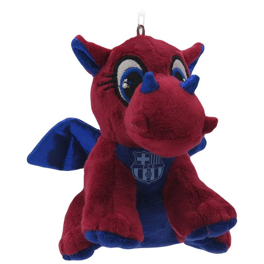 Llavero de peluche con forma de dragón del FC Barcelona en rojo y azul