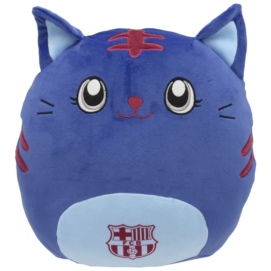 Peluche Gato Squishy azul y rojo del FC Barcelona