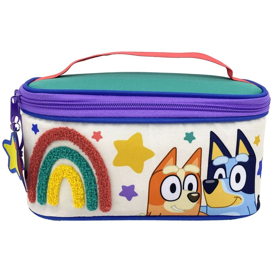 Neceser Rainbow Bluey con arcoíris, estrellas y personajes