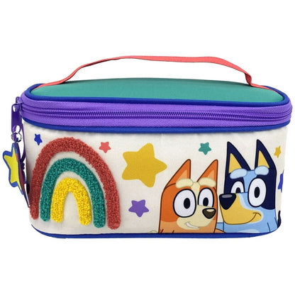 Neceser Rainbow Bluey con arcoíris, estrellas y personajes