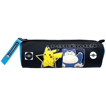 Portatodo Pokémon negro con Pikachu y Snorlax