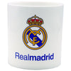 Taza blanca Real Madrid con escudo y nombre del club