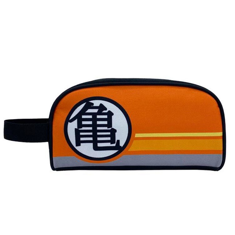 Neceser Dragon Ball naranja con emblema frontal y asa lateral
