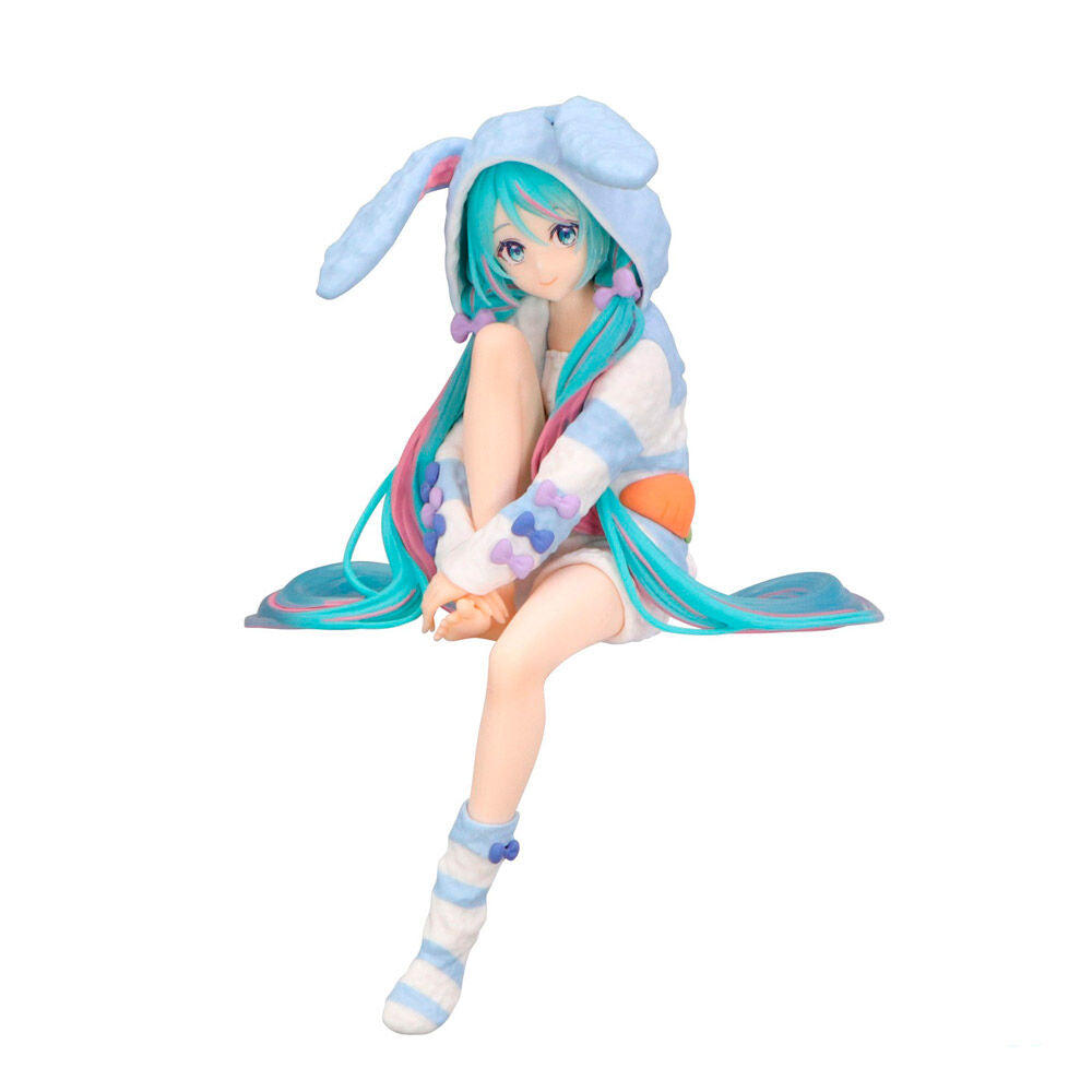Figura Hatsune Miku sentada con pijama y capucha de conejo - 2