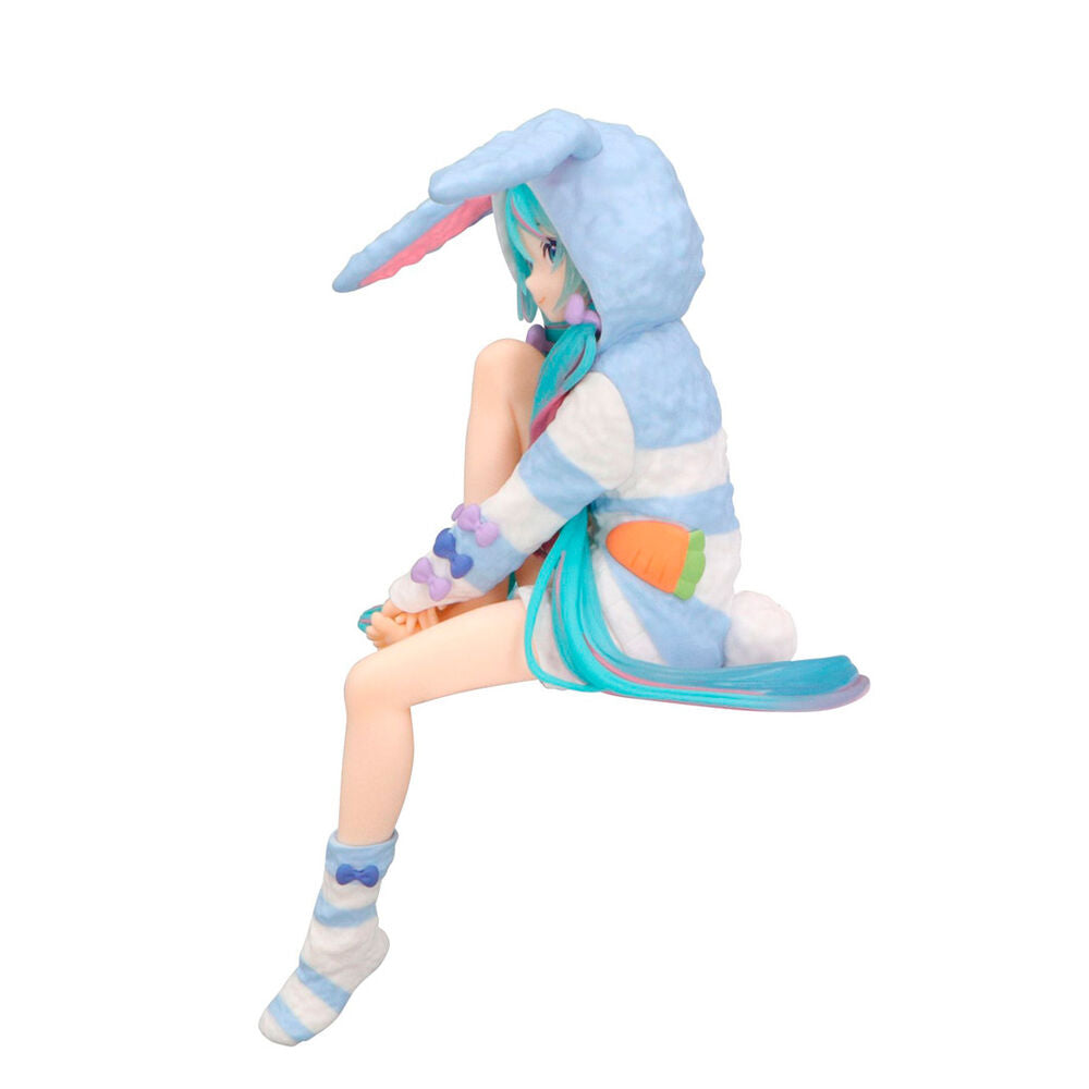 Figura Hatsune Miku sentada con pijama y capucha de conejo - 3