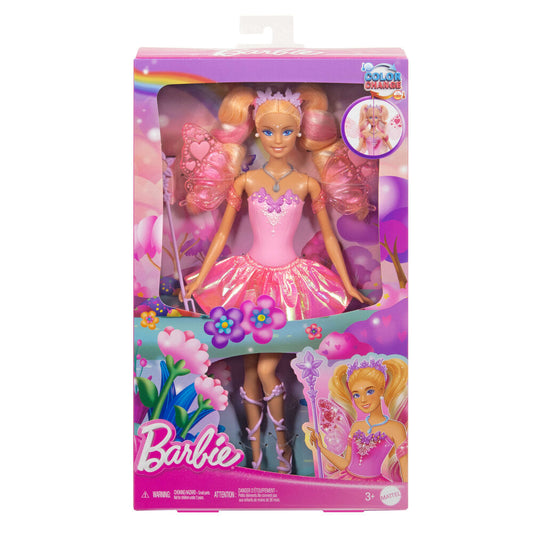 Muñeca Hada Barbie rosa con alas y varita