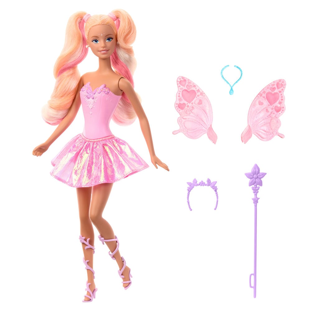 Muñeca Hada Barbie rosa con alas y varita - 3