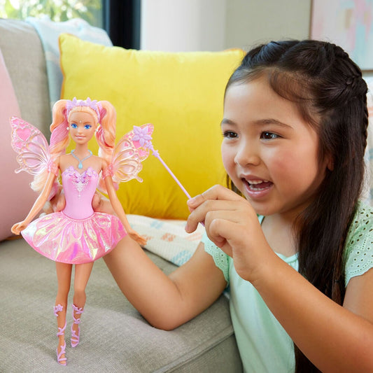 Muñeca Hada Barbie rosa con alas y varita - 6