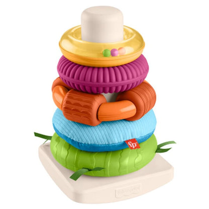 Pirámide balanceante sensorial Fisher-Price con cinco anillos de colores