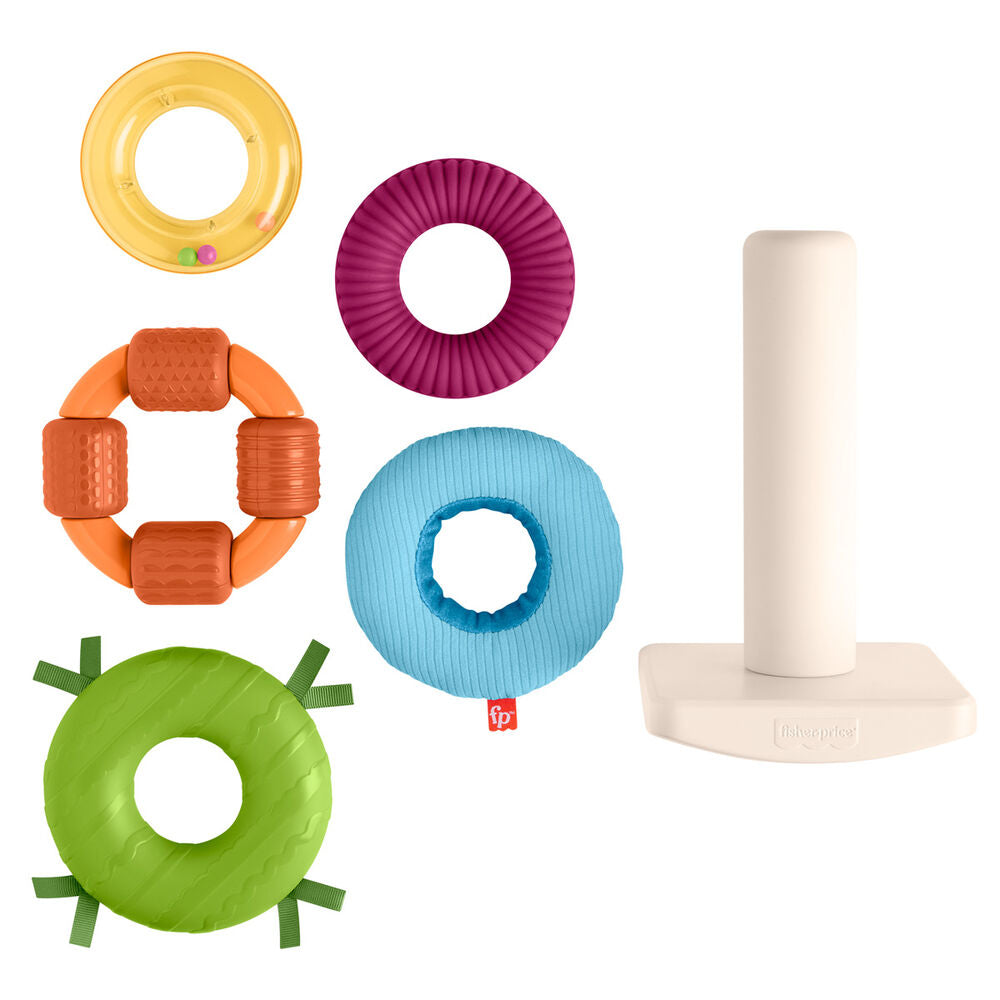 Pirámide balanceante sensorial Fisher-Price con cinco anillos de colores - 2