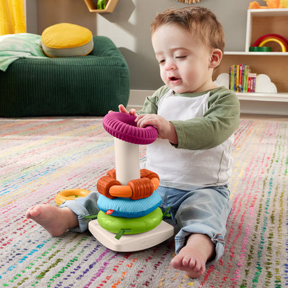 Pirámide balanceante sensorial Fisher-Price con cinco anillos de colores - 3