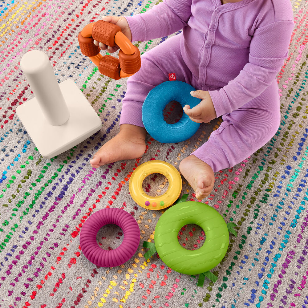 Pirámide balanceante sensorial Fisher-Price con cinco anillos de colores - 4