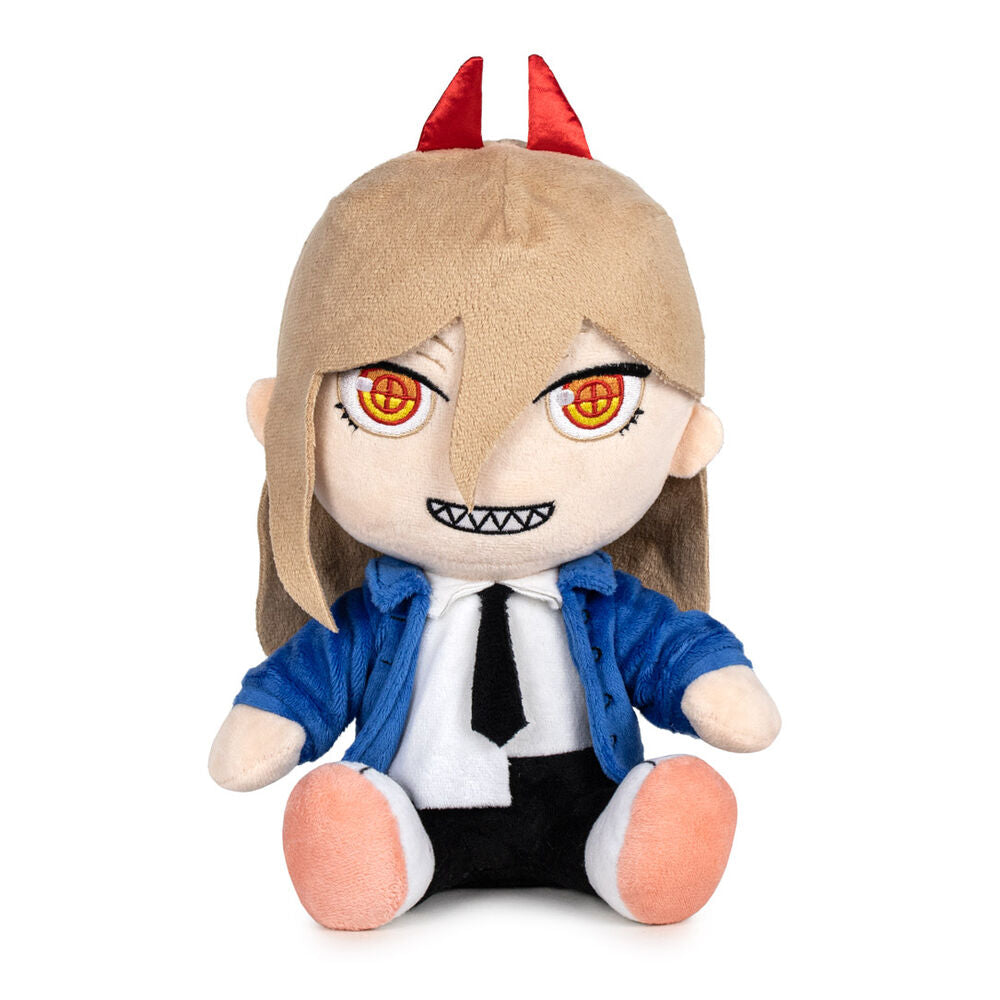 Peluche de Power de Chainsaw Man con cuernos rojos y chaqueta azul