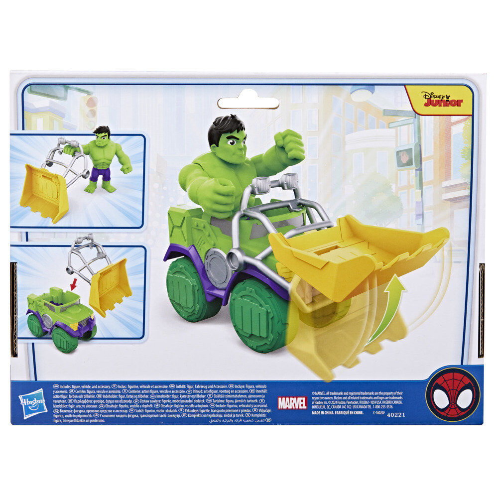 Set de camión demoledor verde con pala amarilla y figura de Hulk - 3