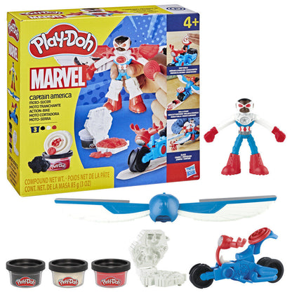 Set Play-Doh Marvel Capitán América con moto, figura, alas y tres botes de plastilina