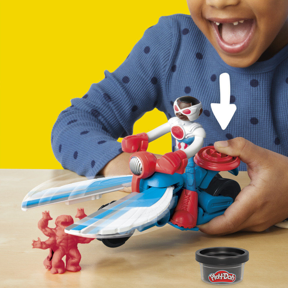 Set Play-Doh Marvel Capitán América con moto, figura, alas y tres botes de plastilina - 5