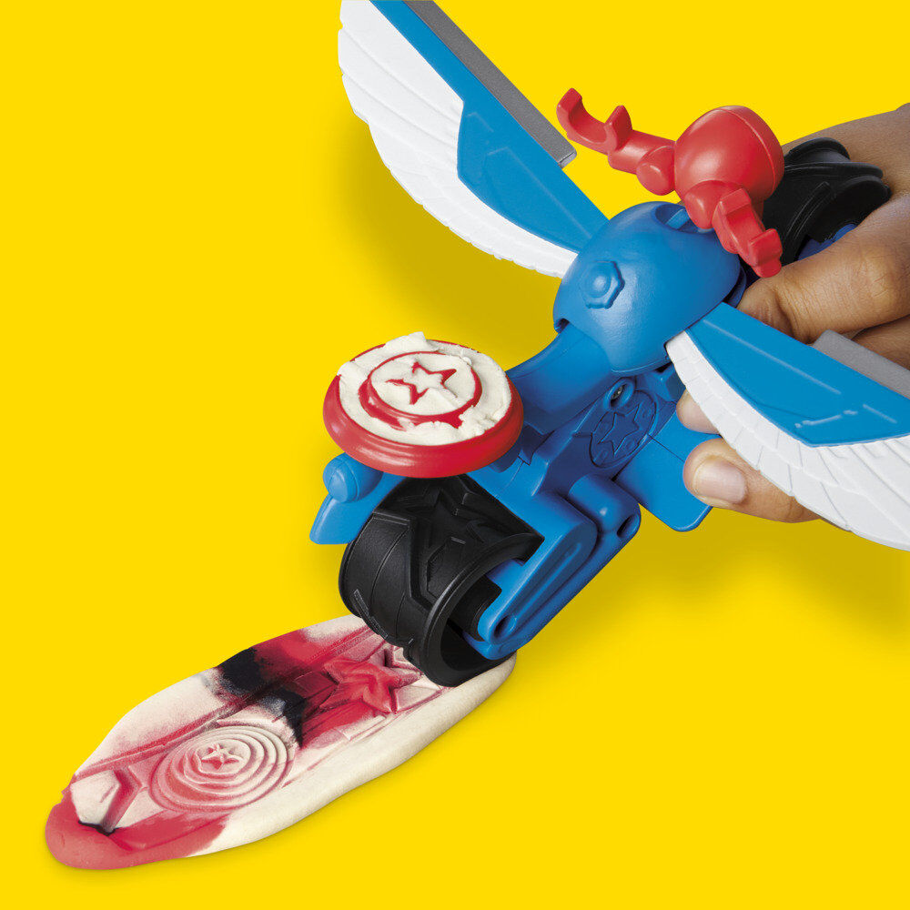 Set Play-Doh Marvel Capitán América con moto, figura, alas y tres botes de plastilina - 6