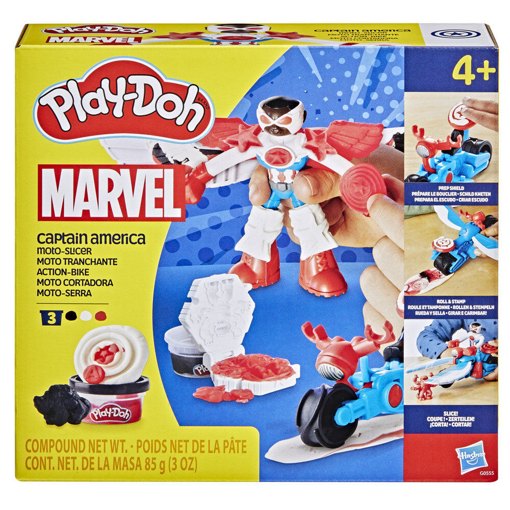 Set Play-Doh Marvel Capitán América con moto, figura, alas y tres botes de plastilina - 8