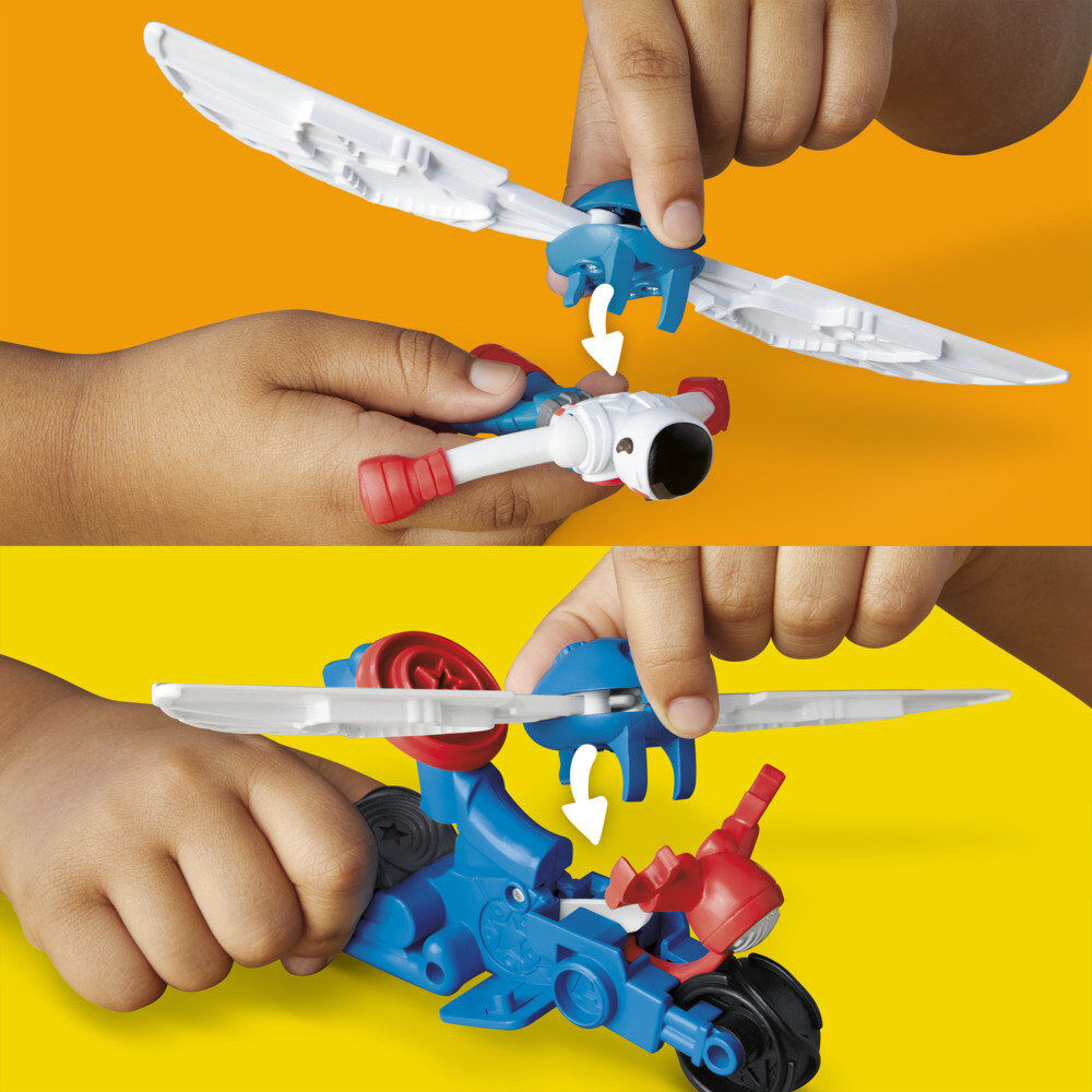 Set Play-Doh Marvel Capitán América con moto, figura, alas y tres botes de plastilina - 9