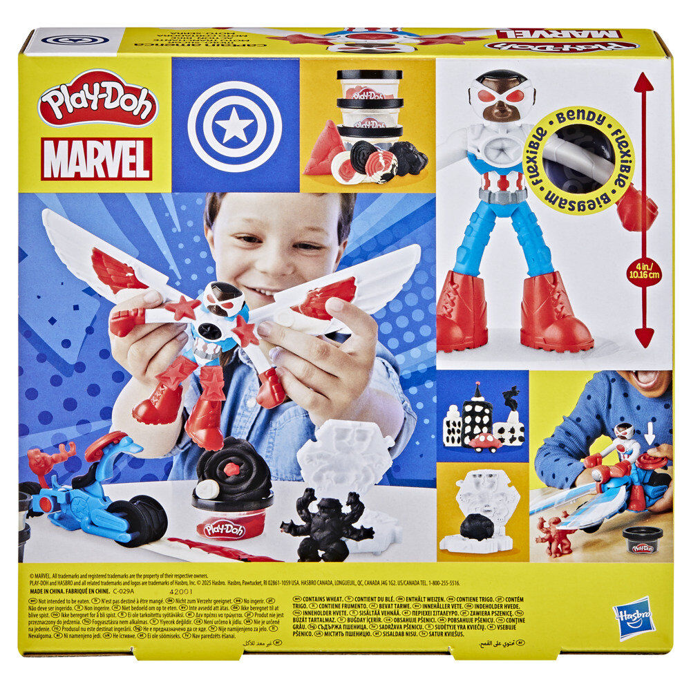 Set Play-Doh Marvel Capitán América con moto, figura, alas y tres botes de plastilina - 10
