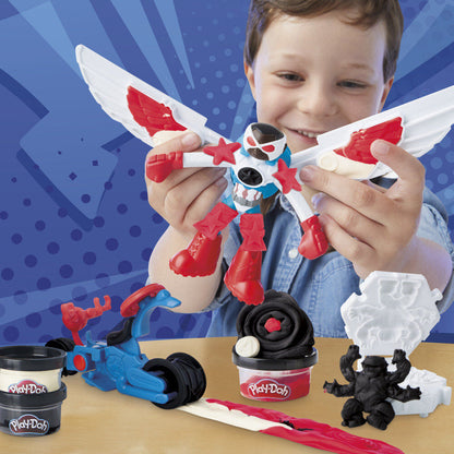 Set Play-Doh Marvel Capitán América con moto, figura, alas y tres botes de plastilina - 11
