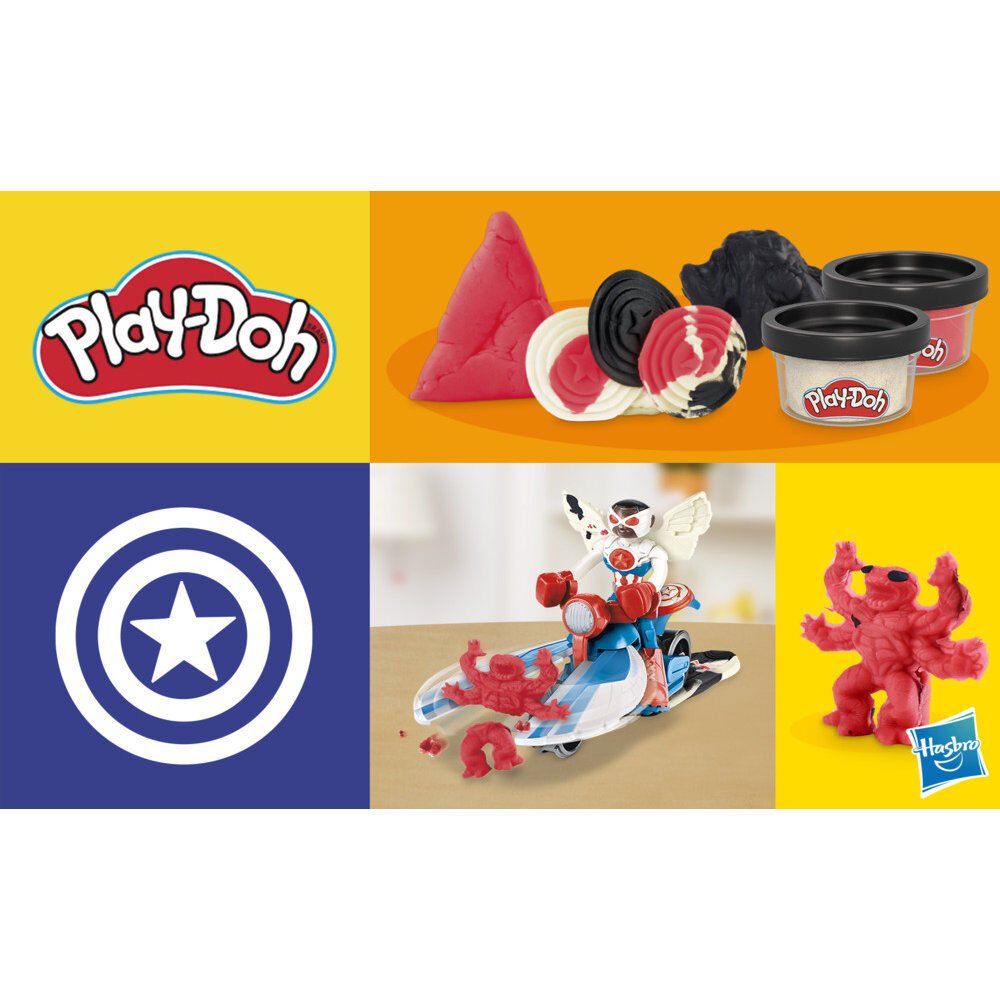 Set Play-Doh Marvel Capitán América con moto, figura, alas y tres botes de plastilina - 12