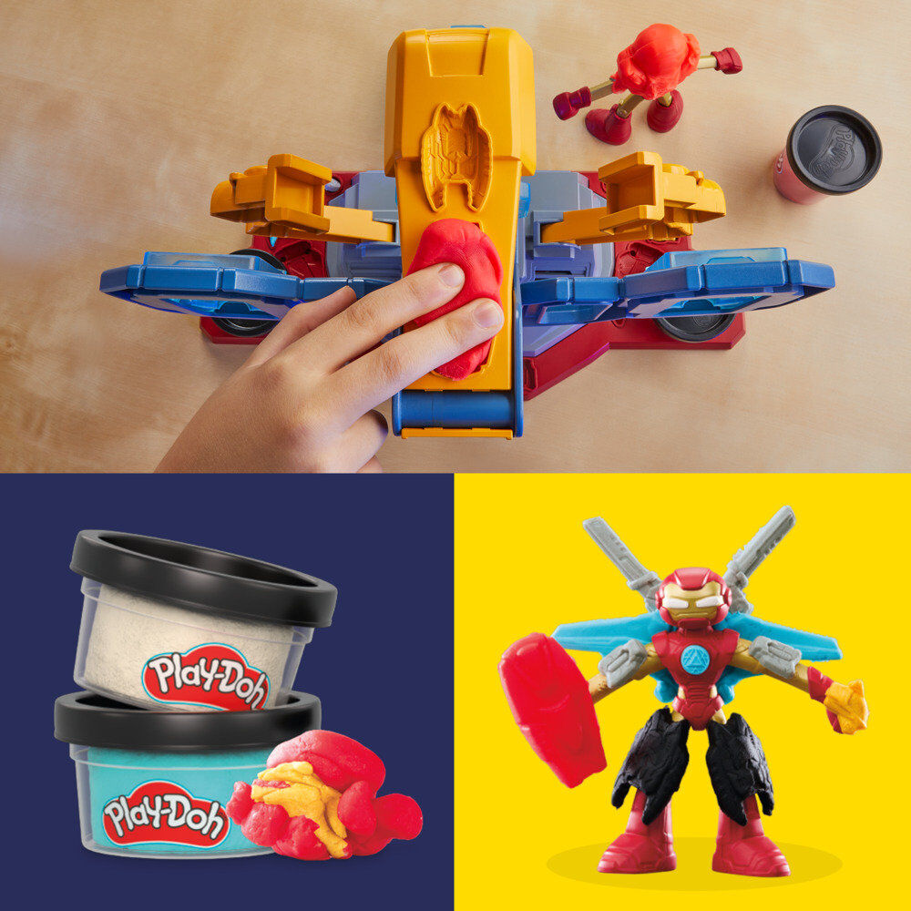 Laboratorio de armaduras Iron Man Marvel Play-Doh con figura y moldes - 17