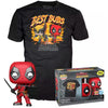 Set FUNKO POP de Deadpool & Wolverine con camiseta negra y figura de Deadpool