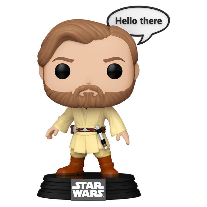 Figura Funko POP! de Obi-Wan Kenobi de Star Wars con sable de luz y base temática