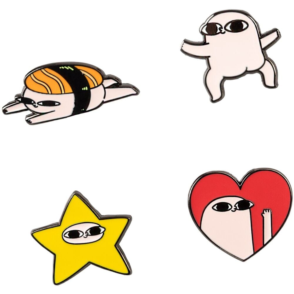 Set de 4 pins Ketnipz con personajes, estrella y corazón