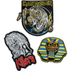 Set de tres parches Iron Maiden con diseños rock