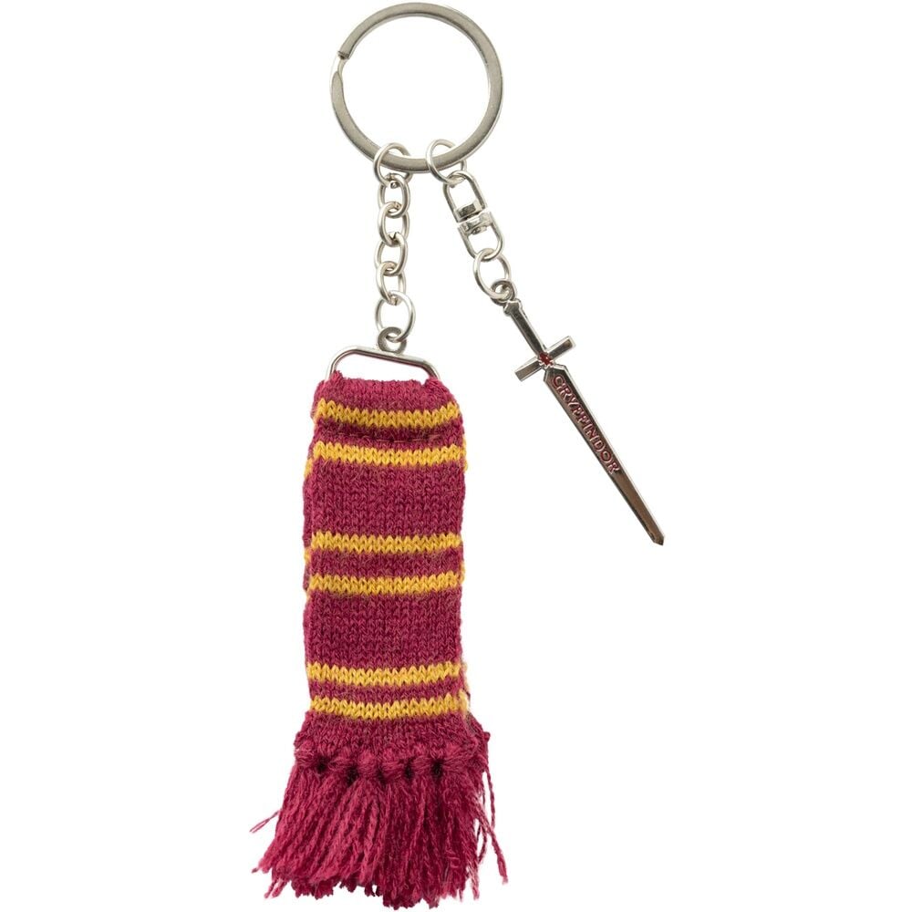 Llavero bufanda granate y amarilla de Gryffindor con colgante de espada