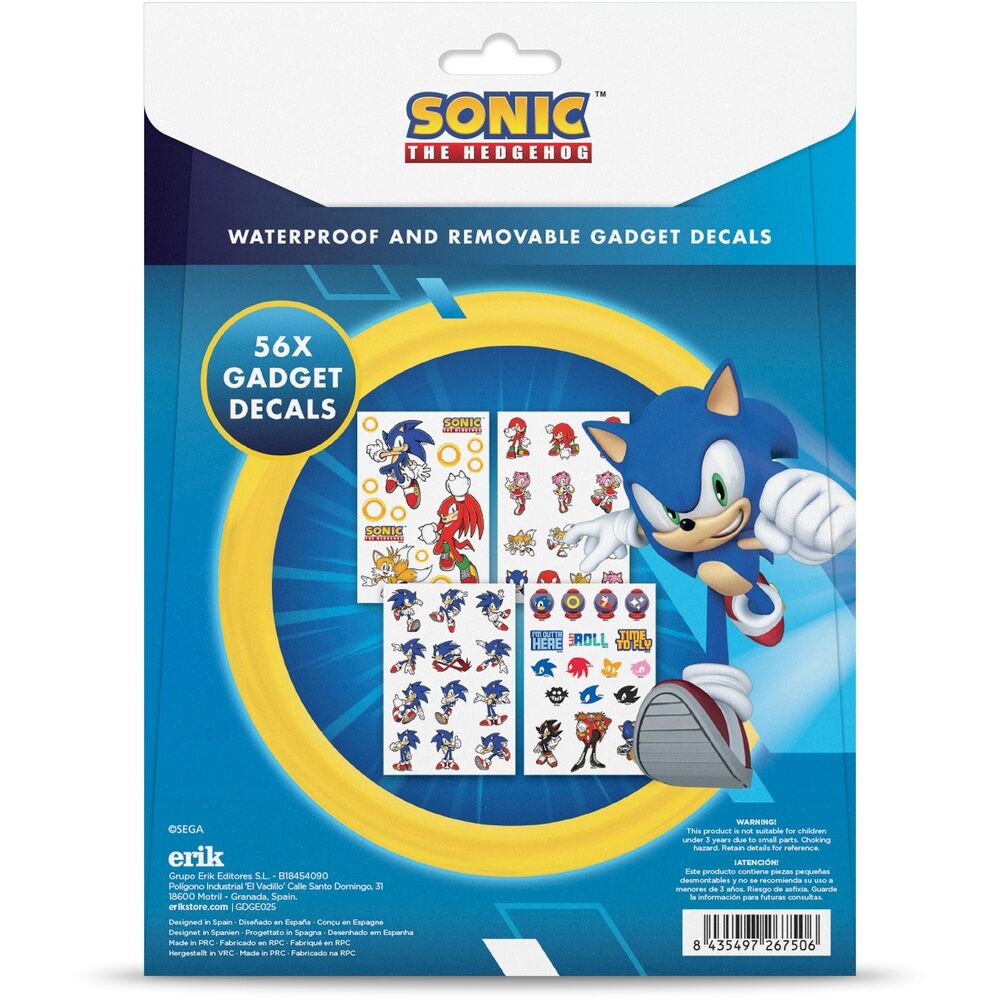 Set de cuatro hojas de pegatinas reutilizables de Sonic The Hedgehog - 2