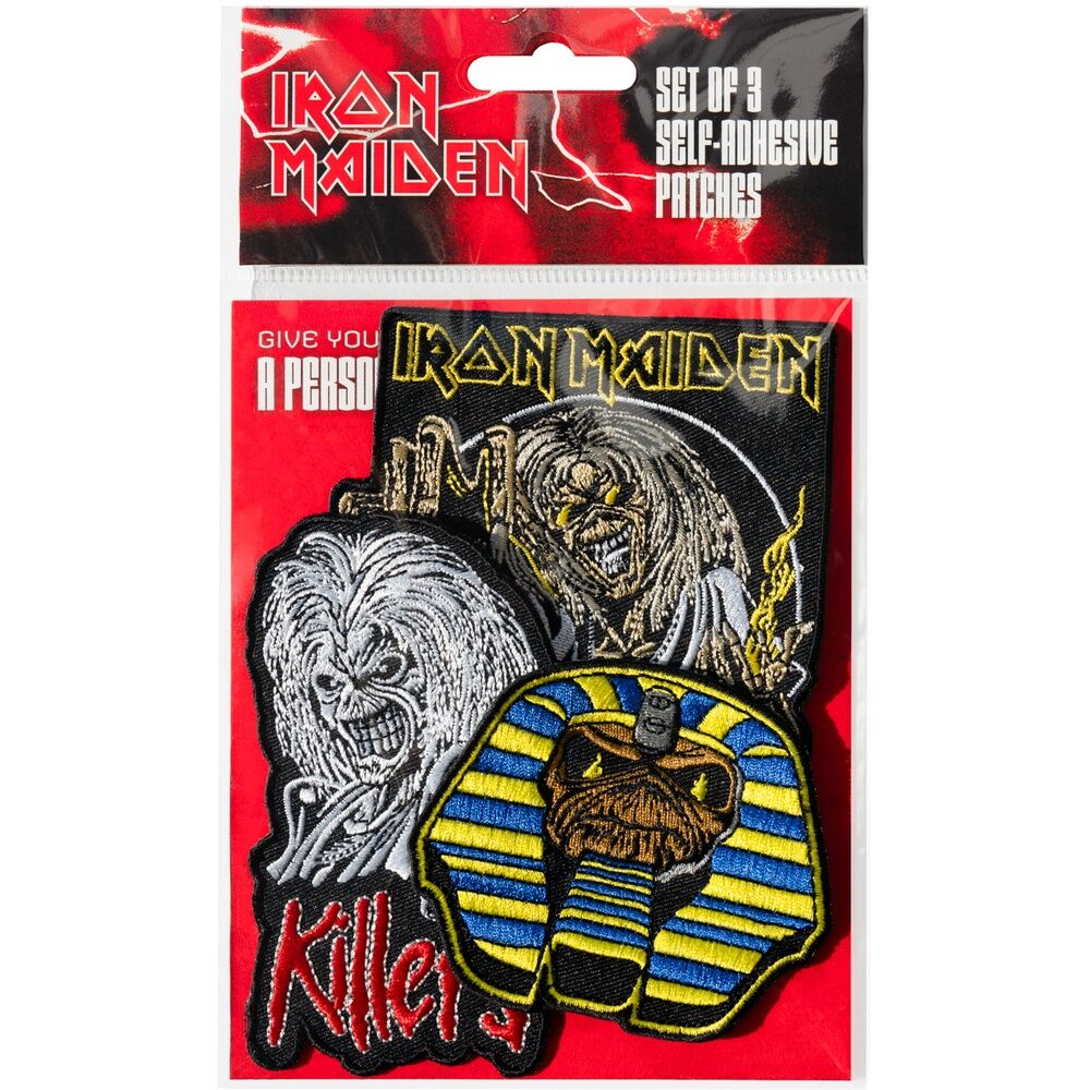 Set de tres parches Iron Maiden con diseños rock - 2
