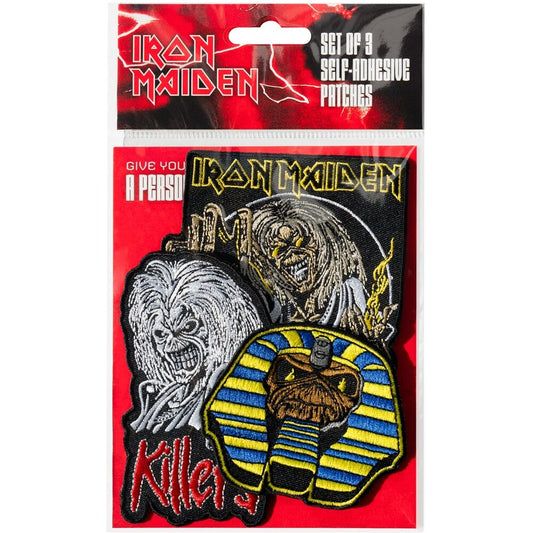Set de tres parches Iron Maiden con diseños rock - 2