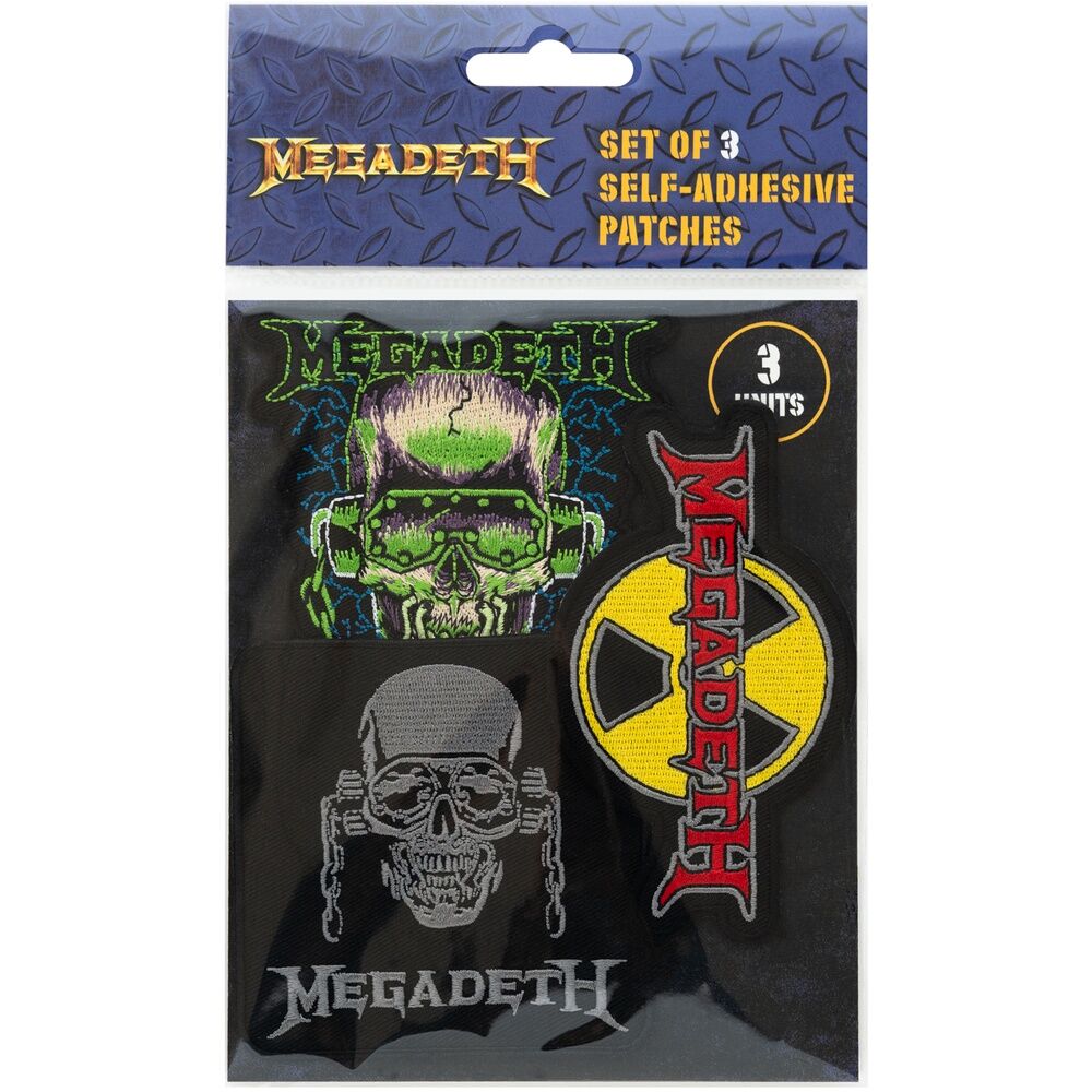 Set de tres parches Megadeth con calaveras y logotipos - 2
