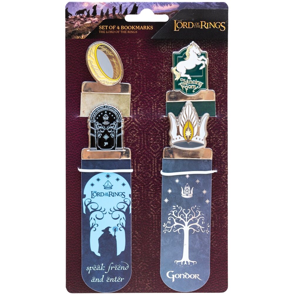 Set de cuatro marcapáginas de El Señor de los Anillos con diseños de la Tierra Media - 3