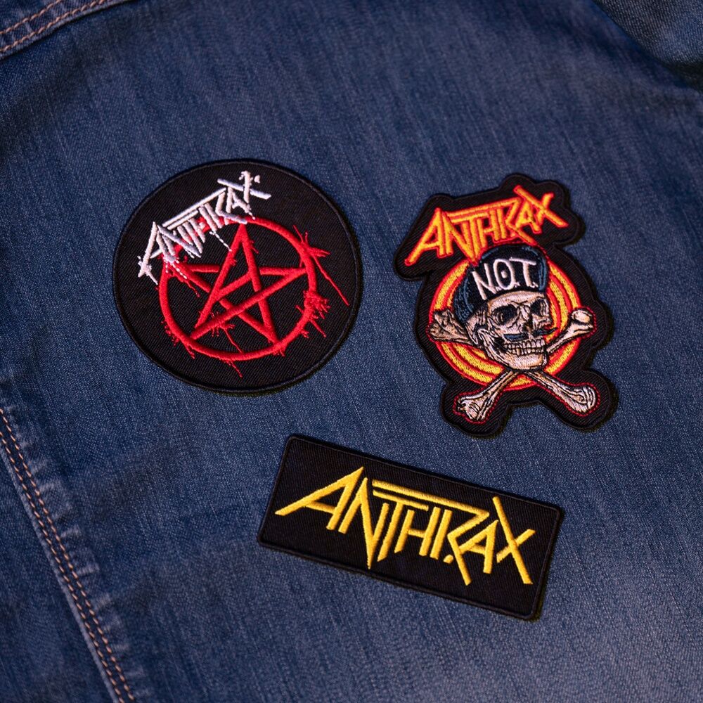 Set de tres parches Anthrax con logotipo, símbolo y calavera - 6